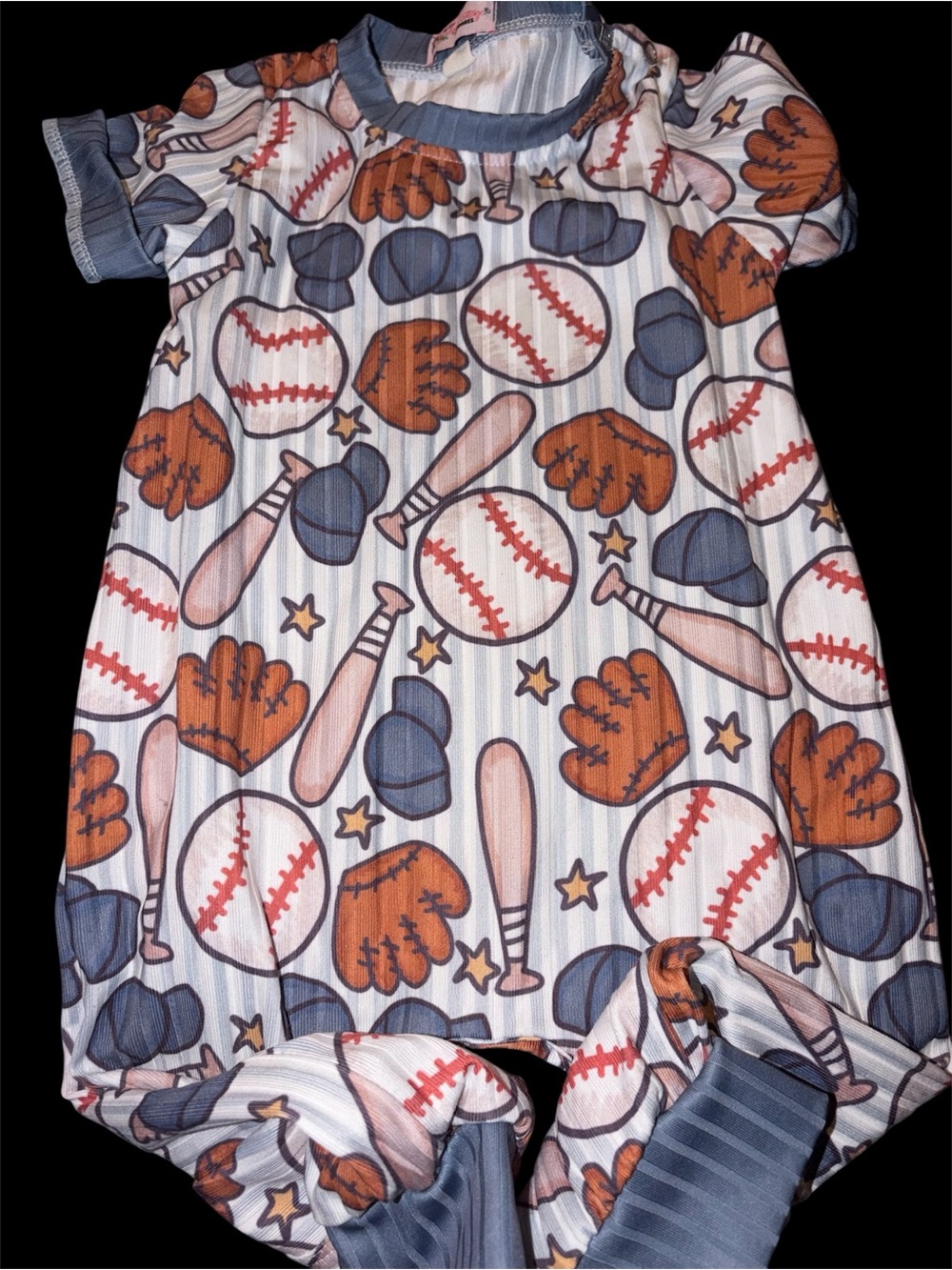 Kids Baseball Print One-Piece Romper